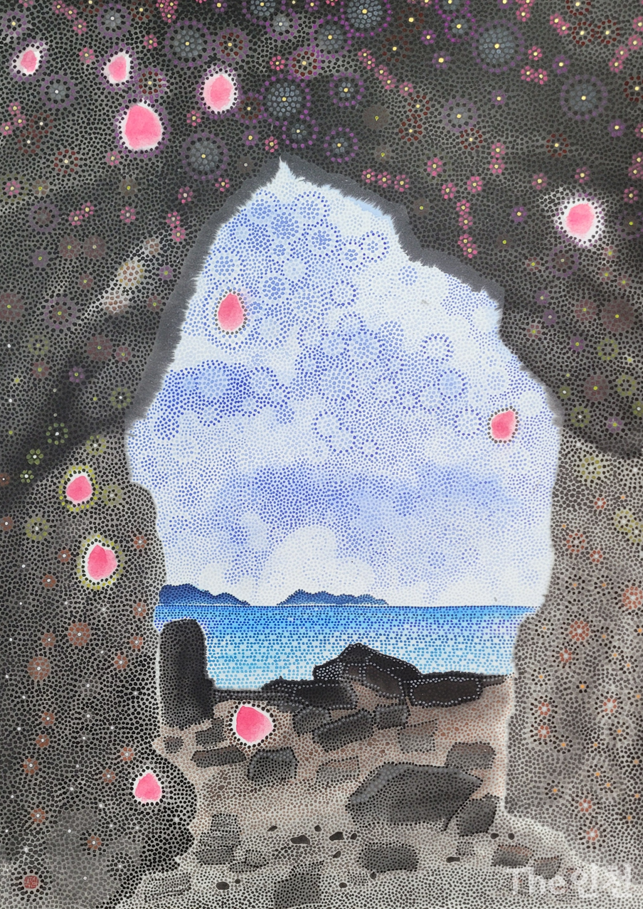 박재만_장봉도의 사랑_91x65cm_한지에 타점묘 수묵채색_2025